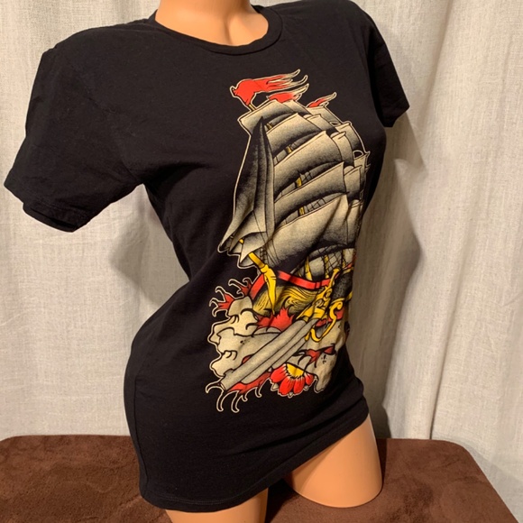 Sailing Ship Tattoo Art tee - Picture 2 of 5